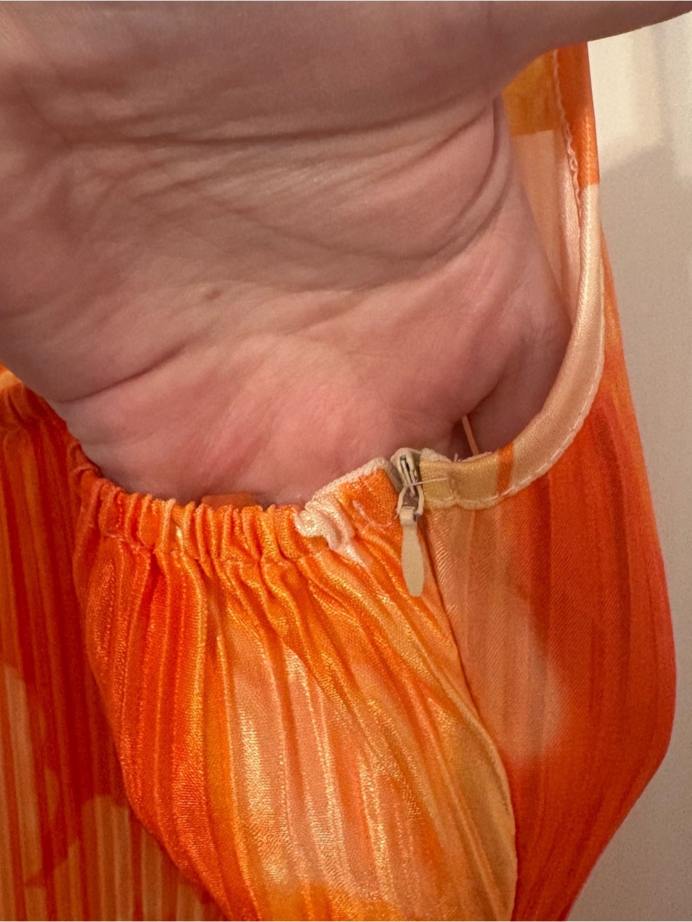 Orange & Yellow Hawaiian Pleated Slip Dress - Picture 10 of 12